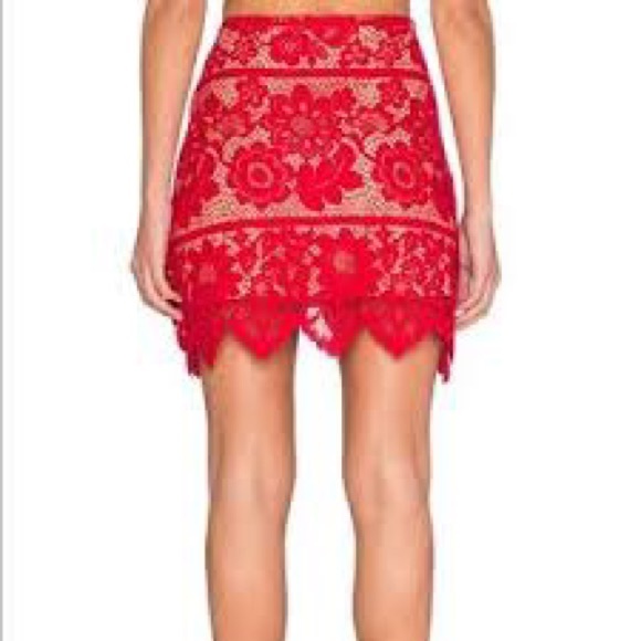 FOR LOVE AND LEMONS Gianna Lace Mini Skirt in Hot Red sz M - Picture 5 of 9